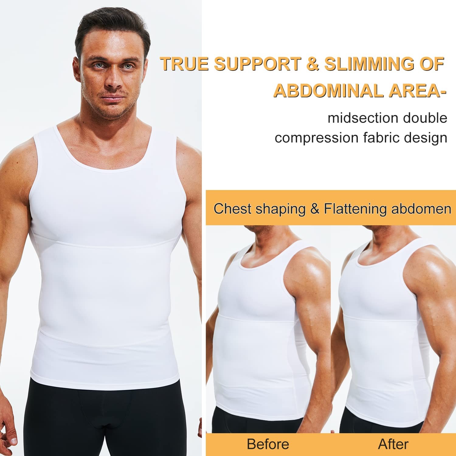 Mens Compression Shirt Slimming Undershirt Body Shaper Vest Workout Tank Tops... gallery