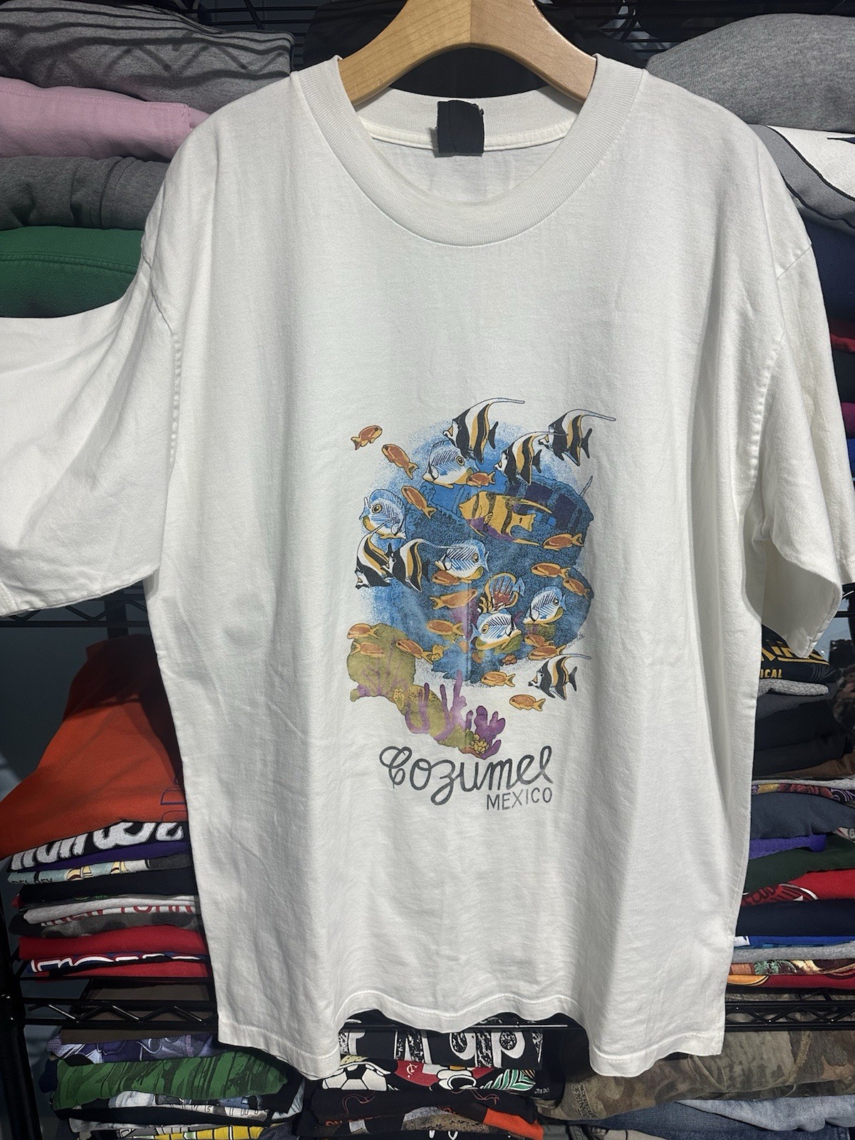 Vintage Cozumel Mexico Shirt Size XXL Cotton Heavyweight Fish Wildlife 90s Y2K