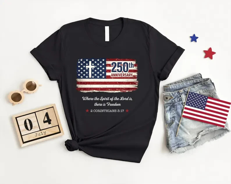 Christian USA 250th Anniversary T-Shirt, Patriotic 4th Of July T-Shirt S-5XL gallery