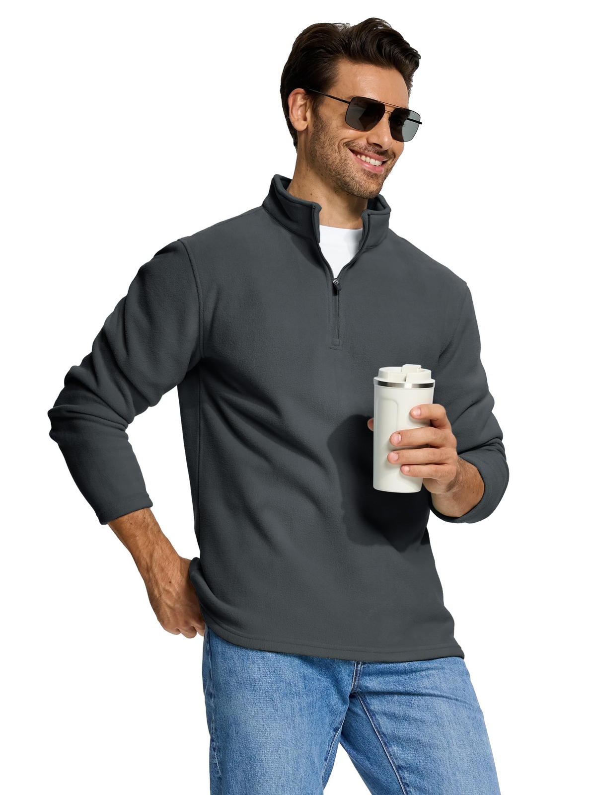 Men's 1/4 Zip Fleece Shirts Long Sleeve Thermal Warm Winter Casual Sweatshirts gallery