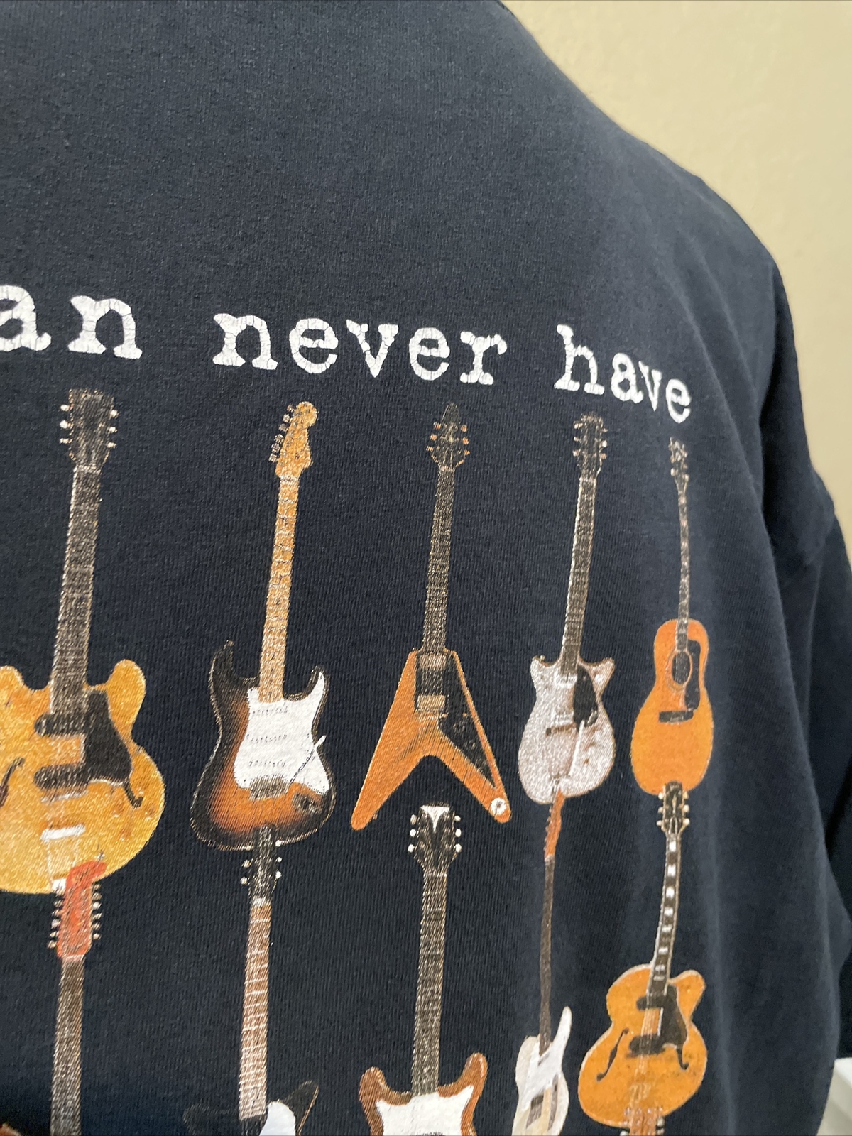 Vintage 90’s You Can Never Have Too Many Guitars Black Shirt Size XL gallery