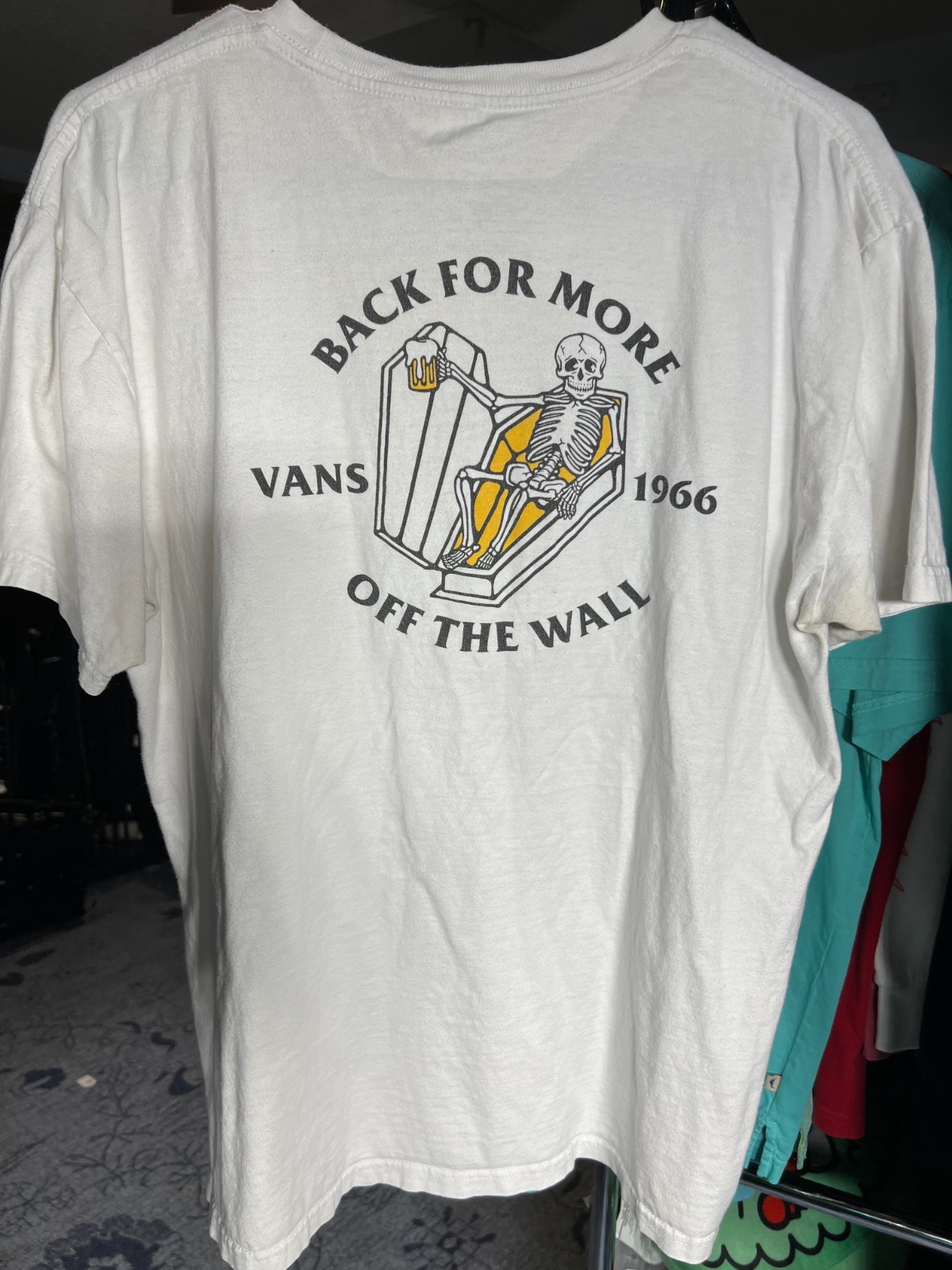 VANS "Off the Wall" White Adult Tee T-Shirt Front and Back Graphics SZ Large gallery