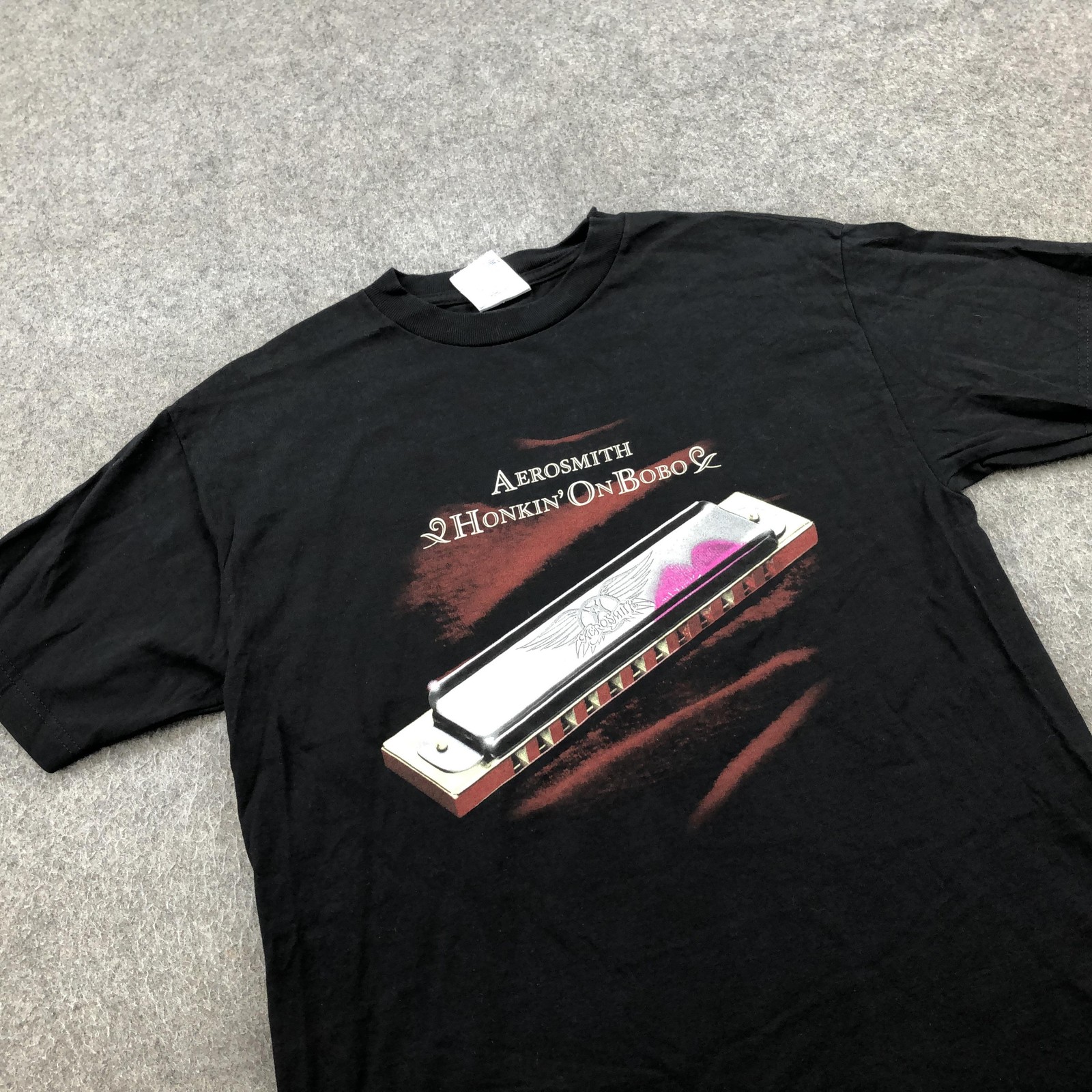 Vintage Aerosmith Shirt Mens Medium Black Honkin On Bobo Tour 2004 Graphic gallery