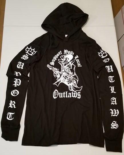 SYLO Support Outlaws motorcycle biker long sleeve hooded hoodie t shirt tee