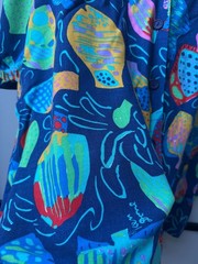 Ken Done Vintage Novelty Print Button Up Fish Pop Art Oceancore Deep Sea – S
