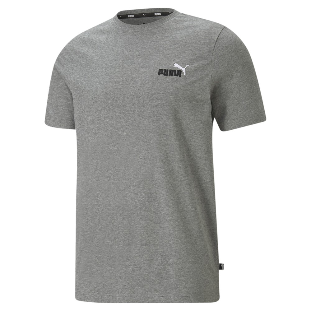 PUMA Essentials Embroidery Logo Crew Neck Short Sleeve T-Shirt Mens Grey Casual