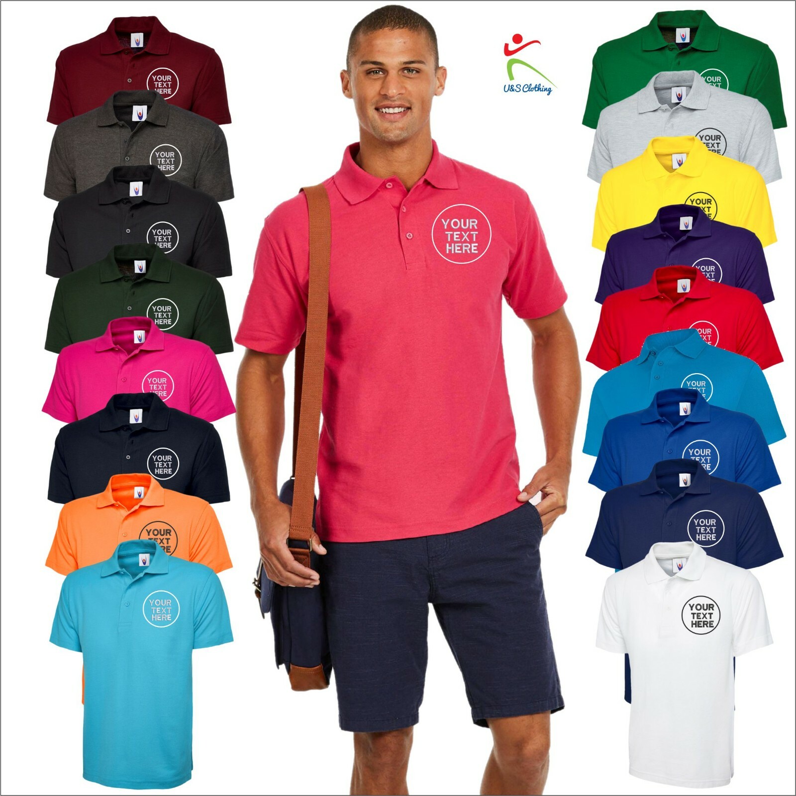 Personalised Embroidered Poloshirt Uneek UC101 Classic Workwear Polo Tee Shirts