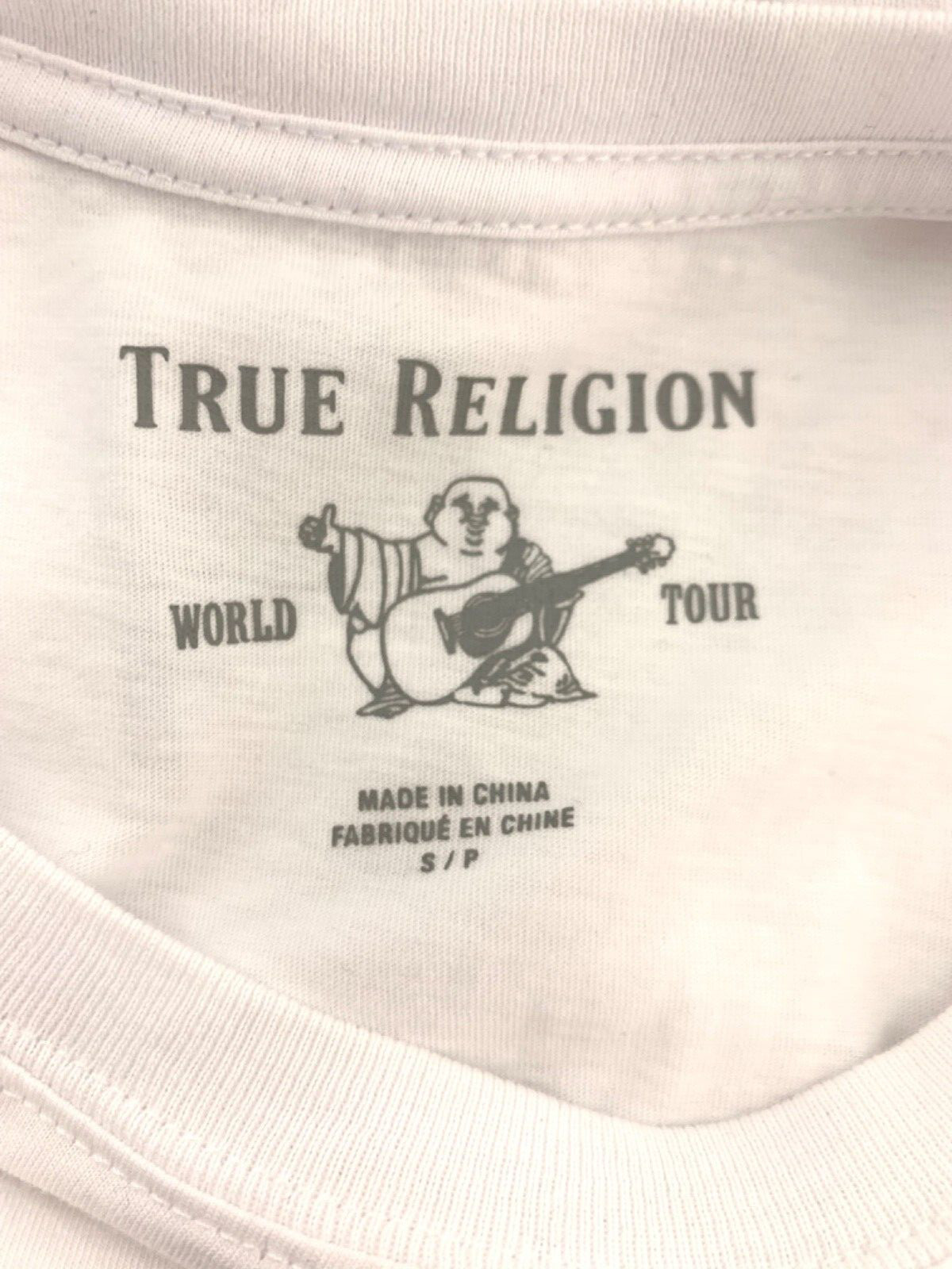True Religion Men Size S White T Shirt Gold Horseshoe Logo Cotton Tee gallery