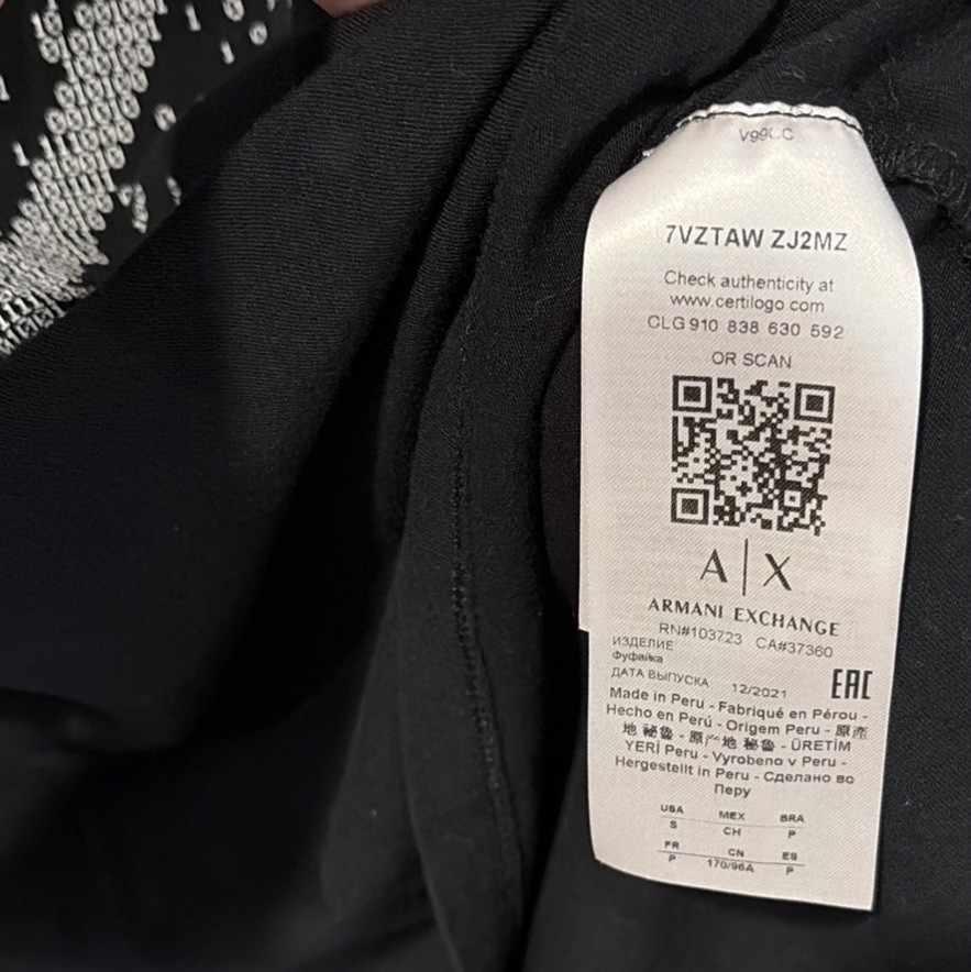 Armani Exchange T-Shirt All Over Logo Graphic Tee Men’s Size S Black Crew Neck gallery