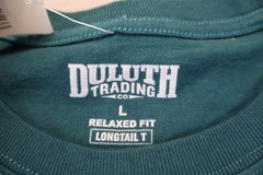 NEW Duluth Trading Co Longtail T Relaxed Short Sleeve T Shirt Green Crewneck L