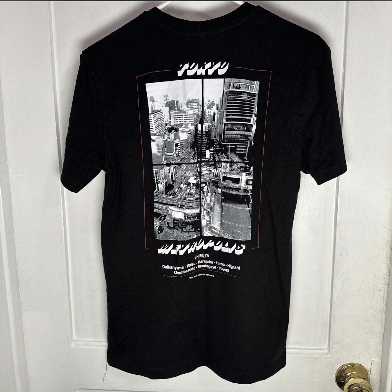 Men’s XS Black Tokyo City Graphic Print Crew Neck Short Sleeve T-Shirt gallery