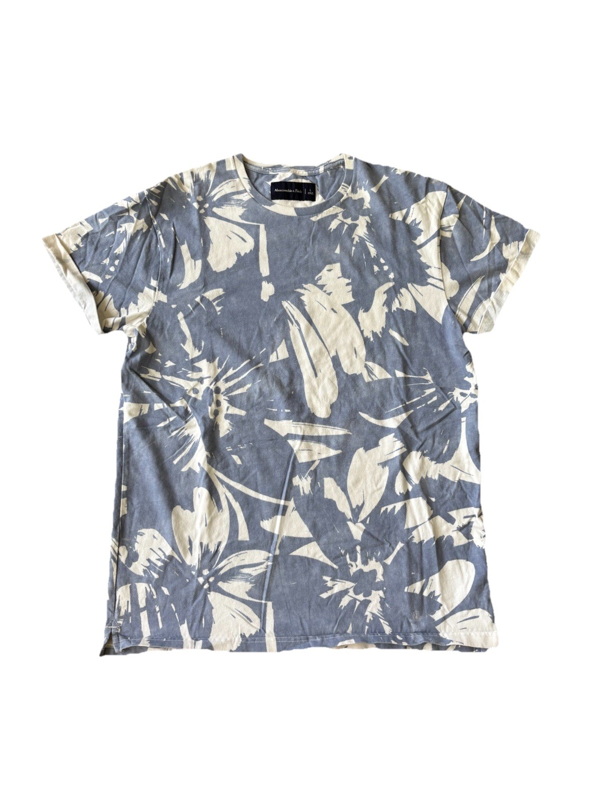 Abercrombie & Fitch Mens Short Sleeve Crew Neck Floral Hawaiian Tee L Blue gallery