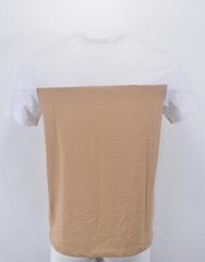 New Michael Kors Colorblock Logo Cotton Short Sleeve T Tee Shirt BEIGE/WHITE M