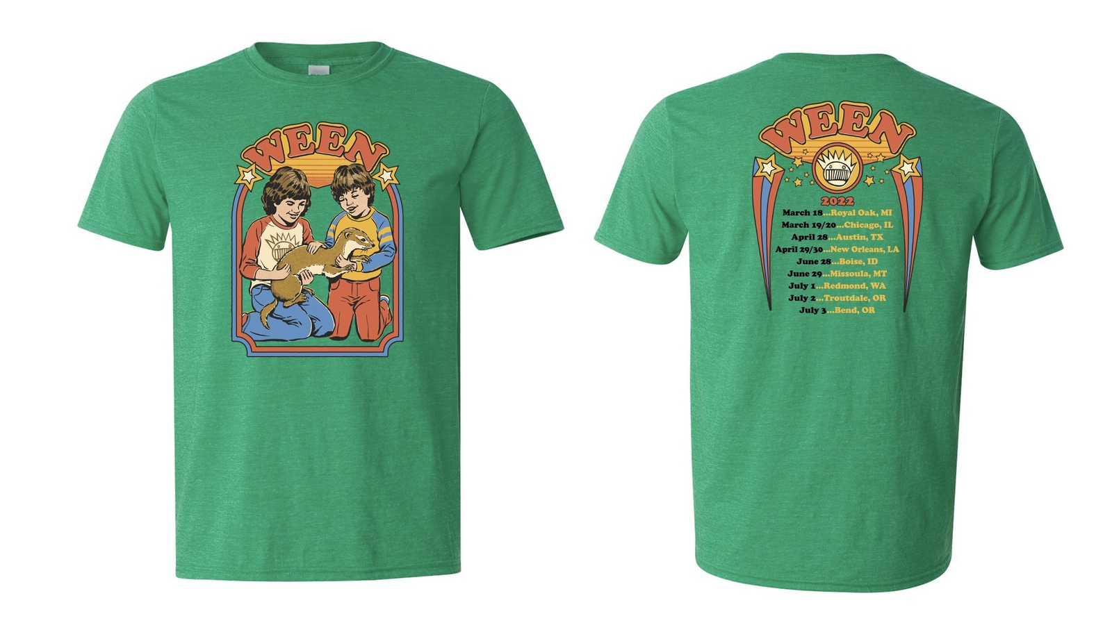 Rare Ween Tour 2022 Heather Green T shirt 2 side Classic style tee NH19183