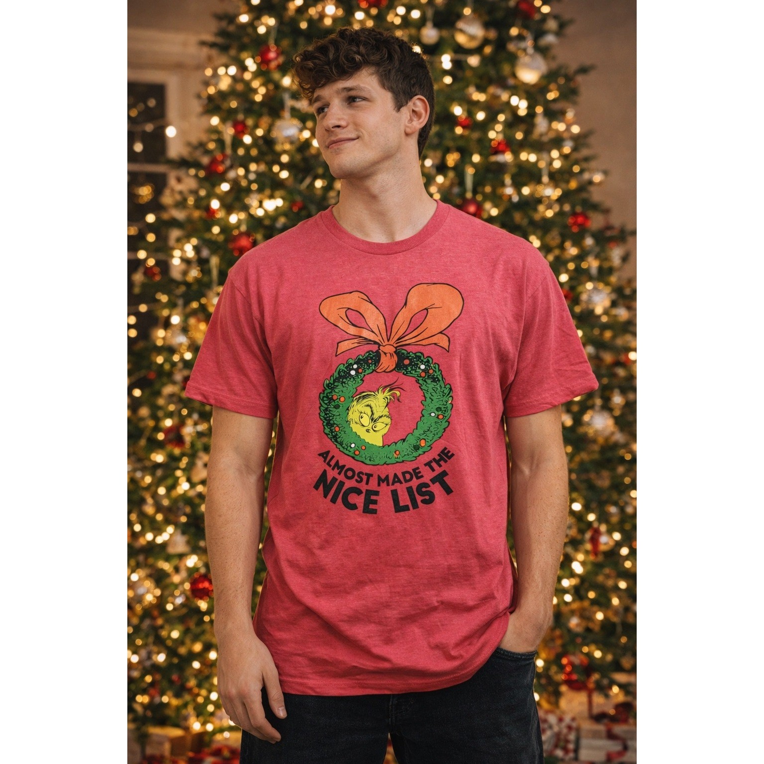 Grinch Almost Made The Nice List Graphic Tee Christmas Holiday Gift gallery