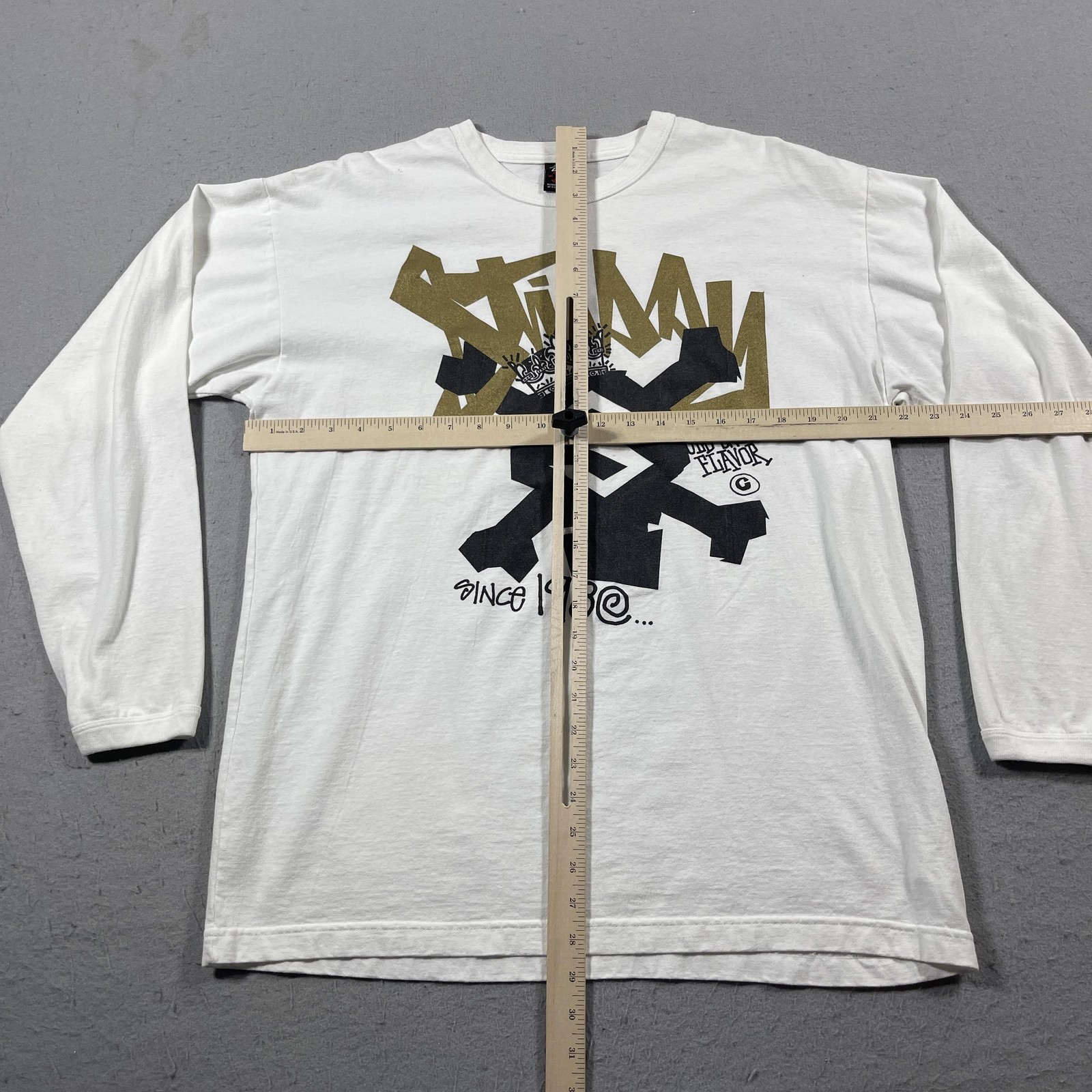 Vintage Stussy Shirt Mens XL White Long Sleeve Old Skool Flavor Graphic 90s gallery
