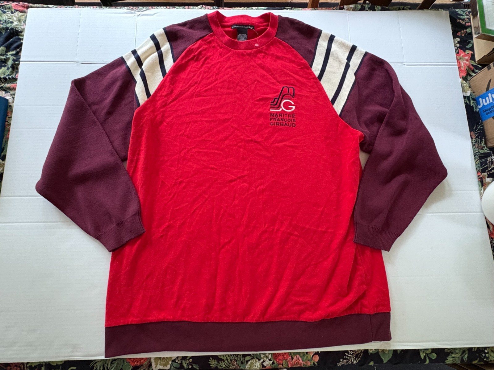MARITHE FRANCOIS GIRBAUD NWT Men's Long Sleeve Striped Sweatshirt- Size XL gallery