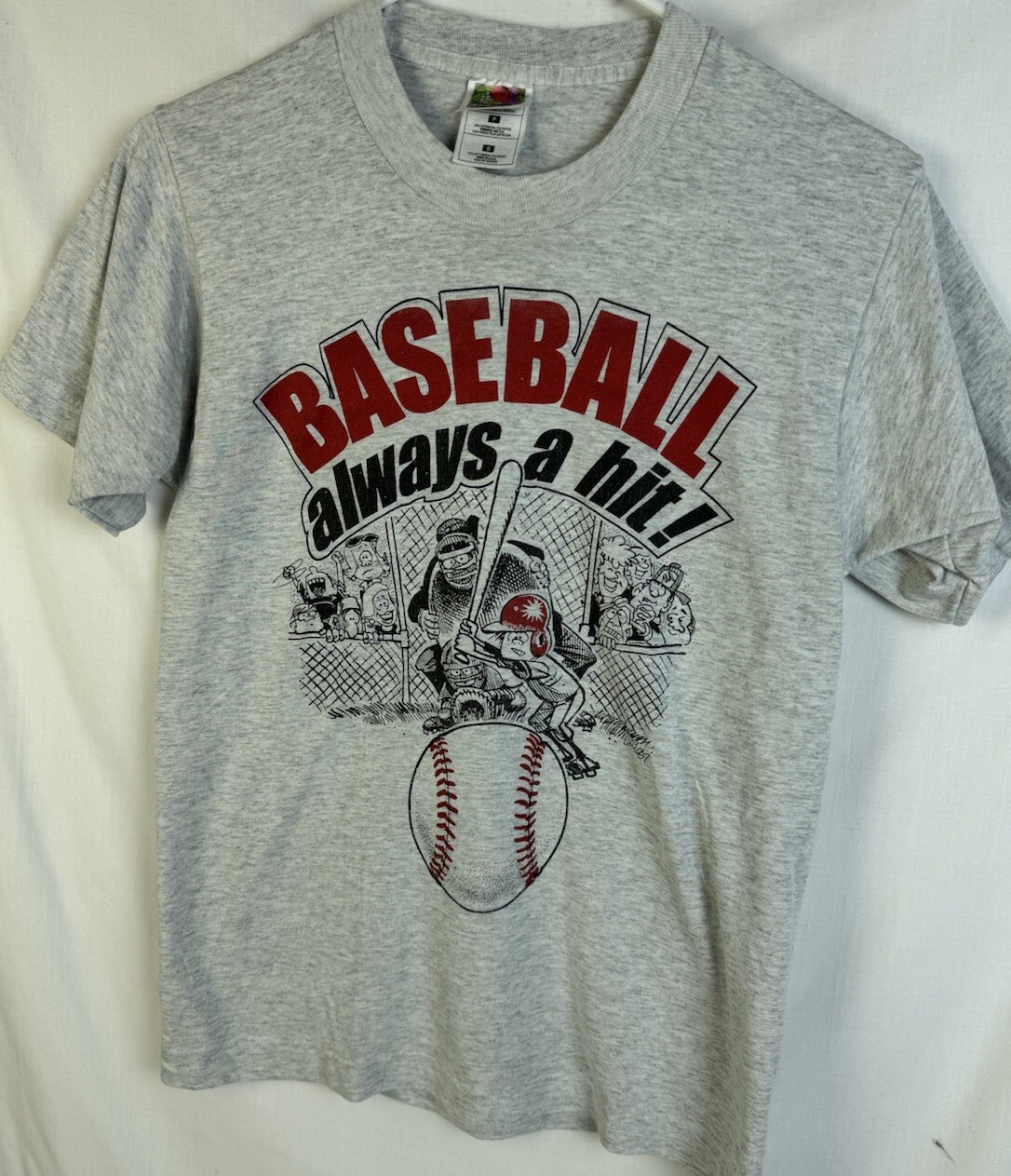Vintage Baseball T Shirt Single Stitch Promo Cartoon Sports Small USA 80s 90s gallery