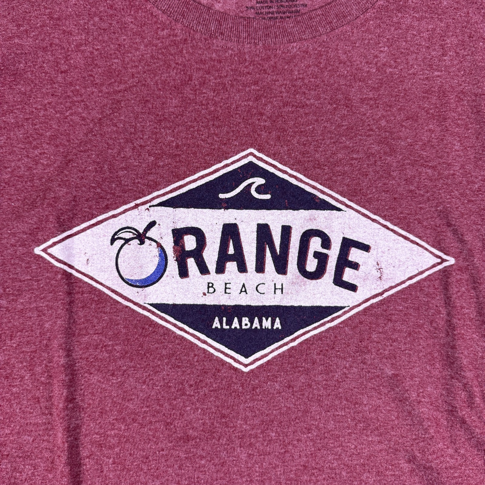 MV Sports Mens Light Red Beach Alabama Tee Crew Neck Graphic T-Shirt Size Large gallery