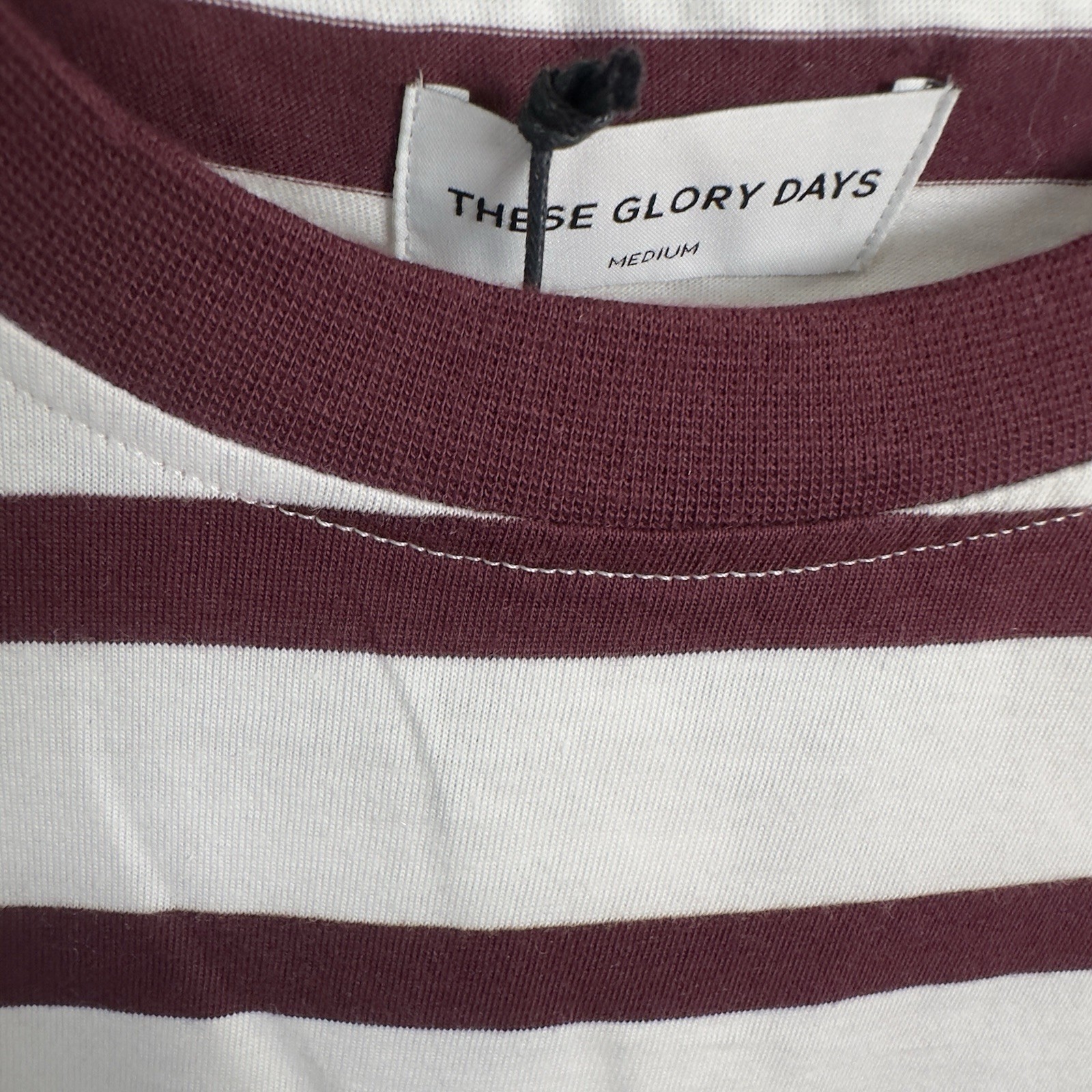 These Glory Days Scandinavia Striped T Shirt | Modern Classic | Burgundy White | gallery