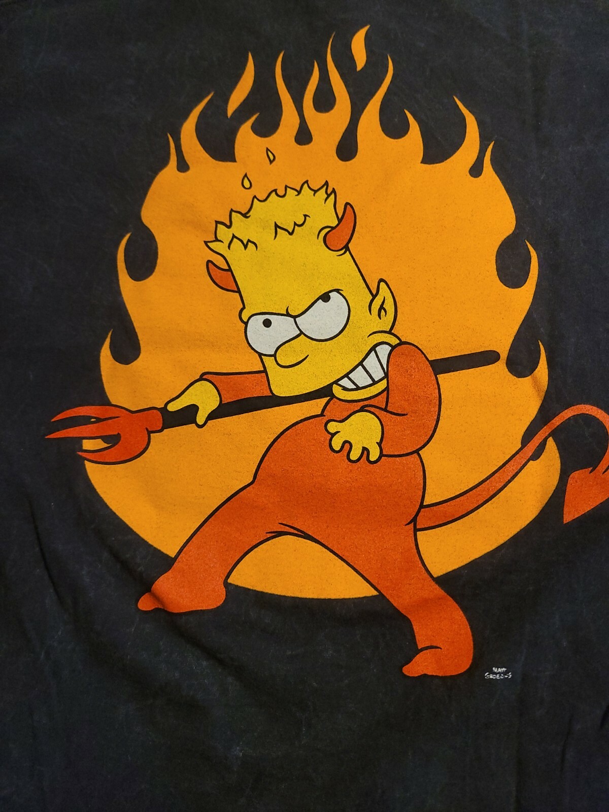 Men's The Simpsons Devilish Bart Simpson Size L Black T-Shirt 100% Cotton NWT gallery