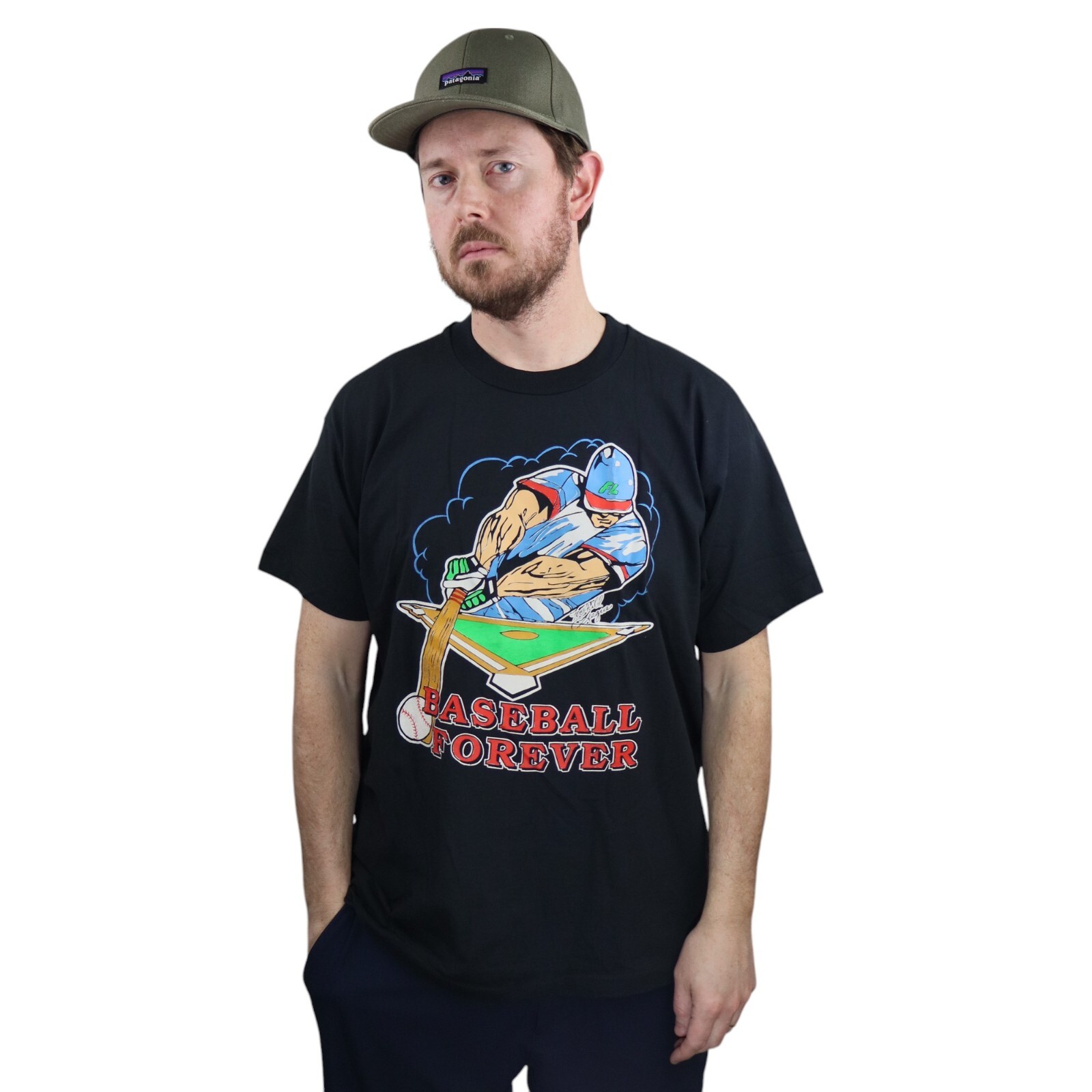 Vtg 90s Baseball Forever T-Shirt XL L USA Made Screen Stars Single Stitch Tee gallery