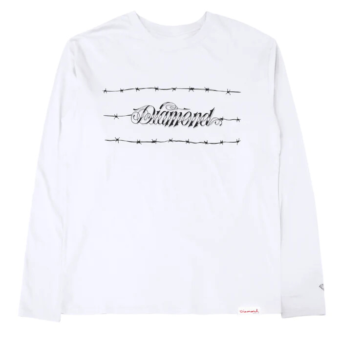 Diamond Supply Co. Men’s Barbed Wire Long Sleeve White T-Shirt