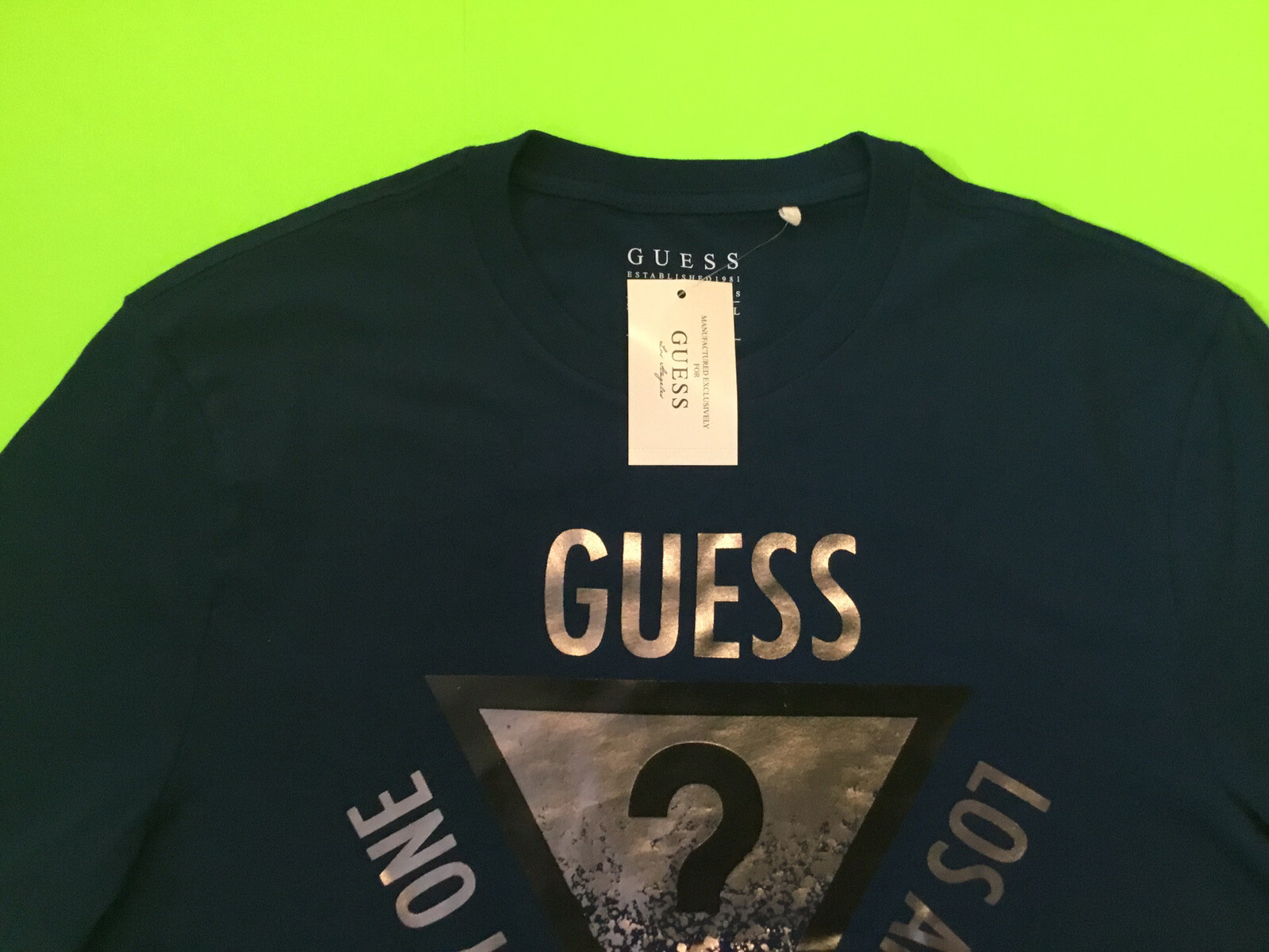 GUESS Los Angeles Men’s Short Sleeve T-Shirt Size LARGE Blue w/Dark Silver NEW gallery