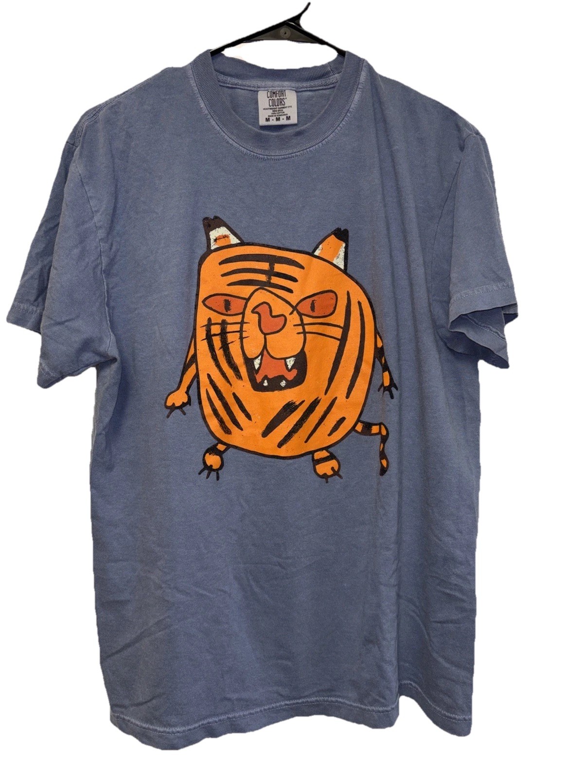 Comfort Colors® Gray T-Shirt Graphic Orange Tiger M Ring Spun Cotton Stretch
