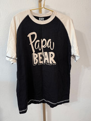 Lazy One Papa Bear pajama Tee – Black & Cream- Medium