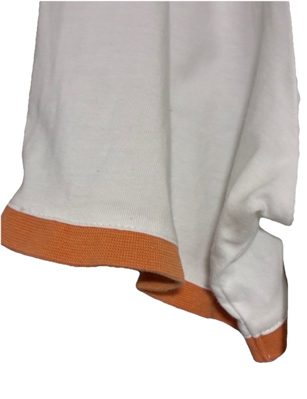 Sero Men’s Ringer Tee - Orange/Cream - Lettuce Edge Scalloped Sleeves - Size L gallery