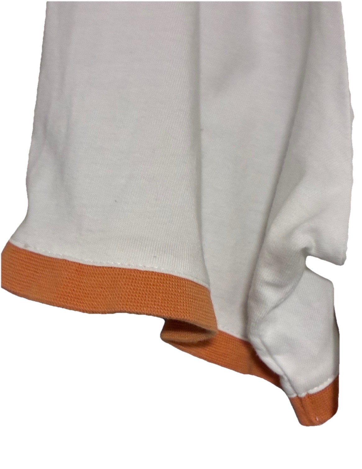 Sero Men’s Ringer Tee - Orange/Cream - Lettuce Edge Scalloped Sleeves - Size L gallery