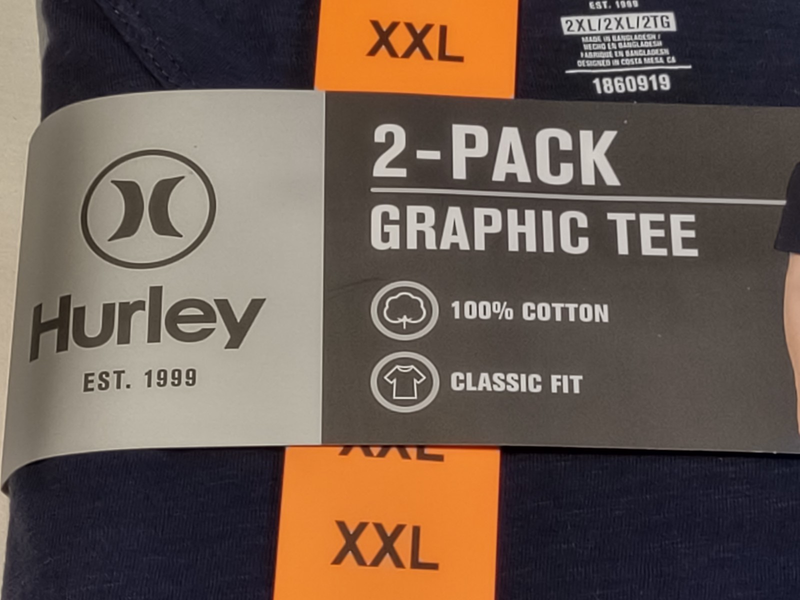 NWT - Hurley - 2 Pack Men's Graphic Tees - Dark & Light Blue - XXL gallery