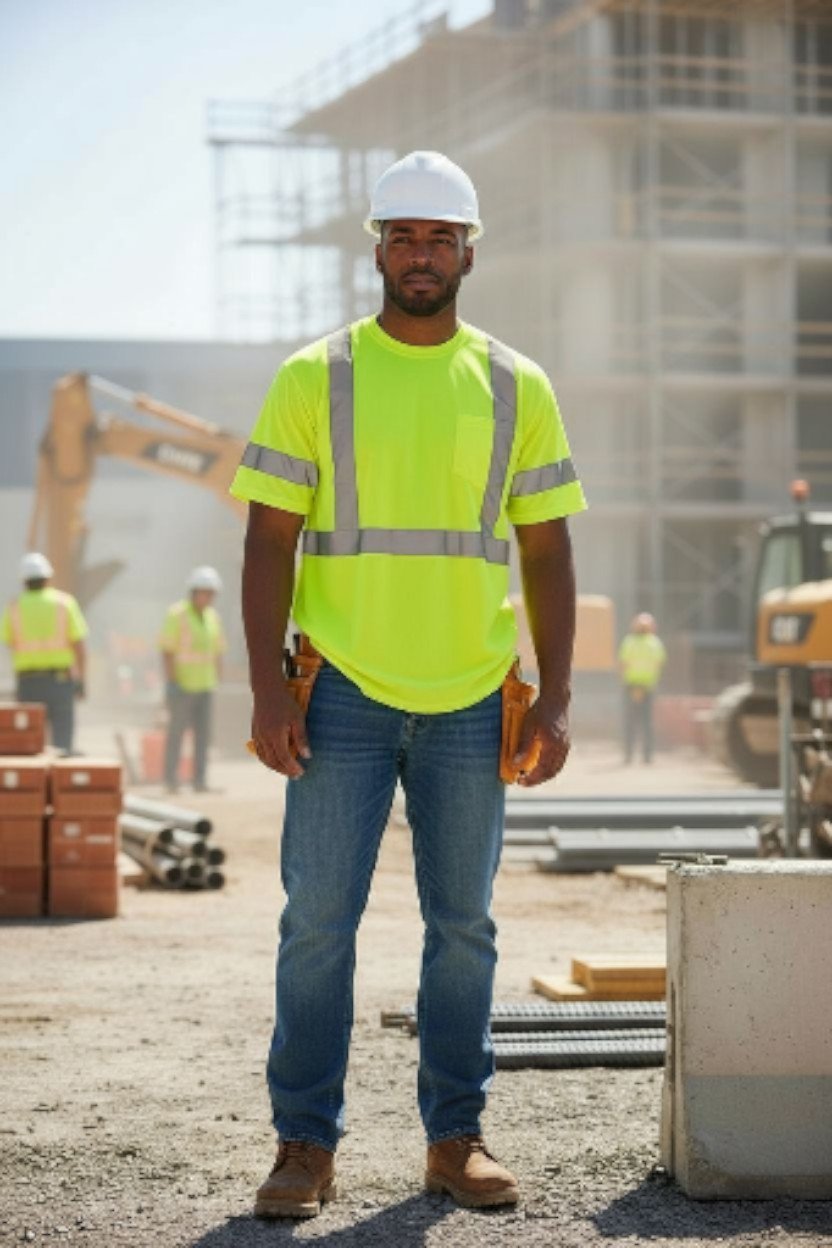 PIP Hi-Vis Shirt Mens 2XL Safety Yellow Short Sleeve Reflective Tape Class 3 gallery