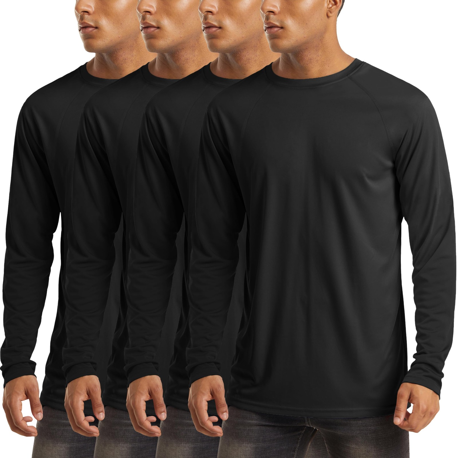 4 Pack Men's Shirts Long Sleeve Sun Protection UPF 50+ UV SPF Dry Fit T-Shirt... gallery