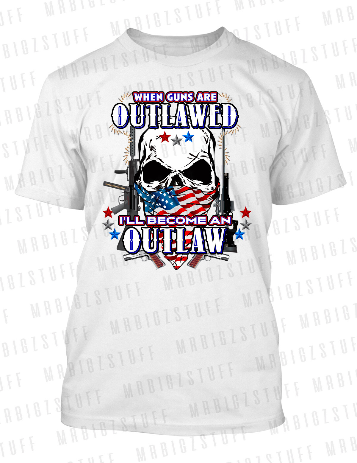 2ND Amendment Tee Skull & Guns When Outlawed I Become Outlaw Graphic T Shirt gallery