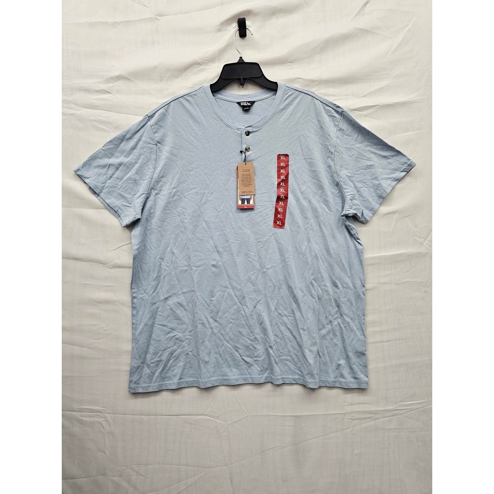 Eddie Bauer Mens Short Sleeve Henley Shirt Light Blue 100% Cotton EB008000 XL gallery