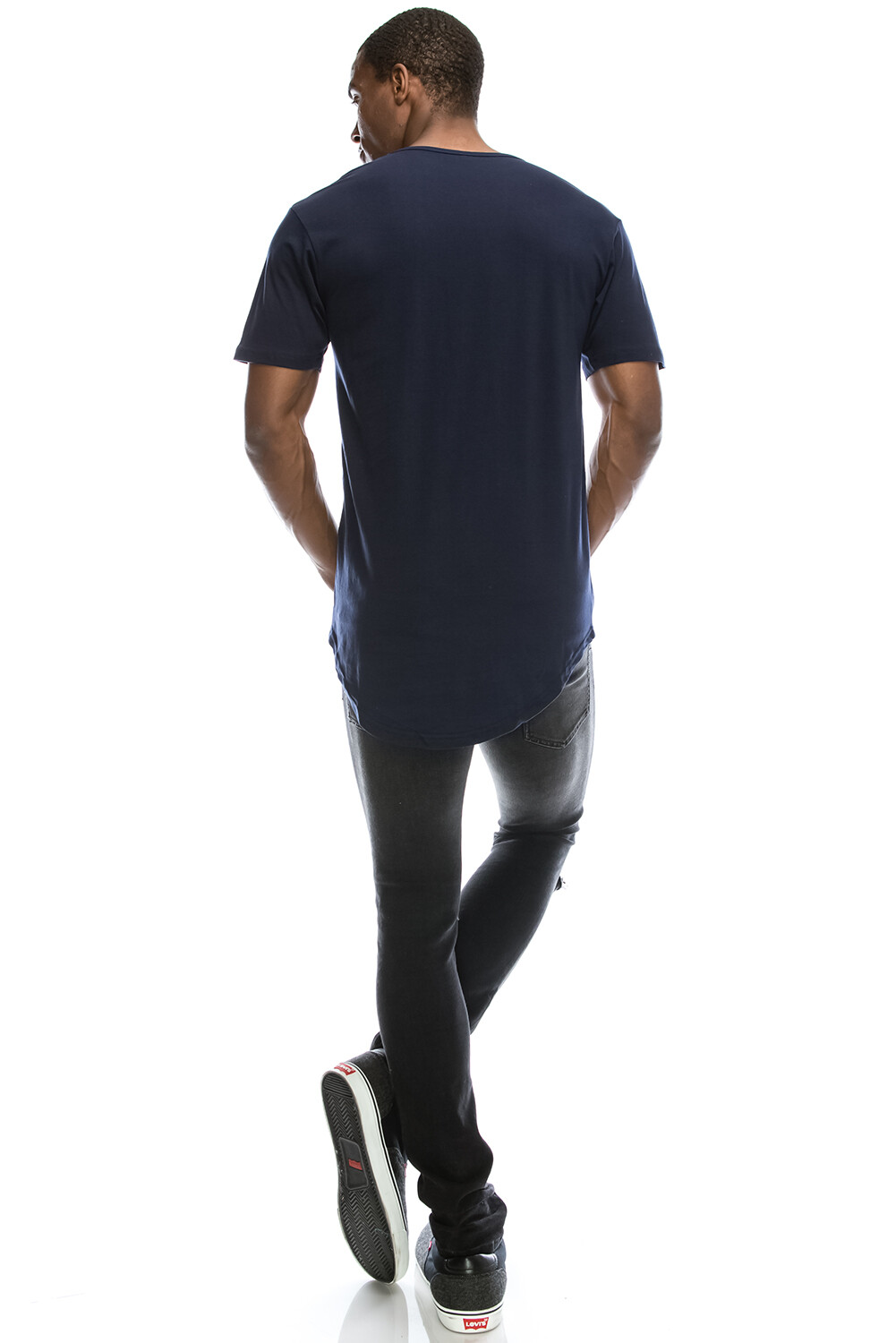 Mens BASIC HIPSTER T Shirts Casual Extended Longline Hip Hop Scallop Hemline Tee gallery