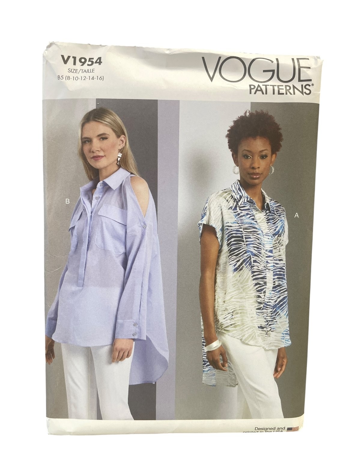 Vogue Sewing Pattern V1954 Misses Tops Blouse Shirt B5 (8-16) Cold Shoulder