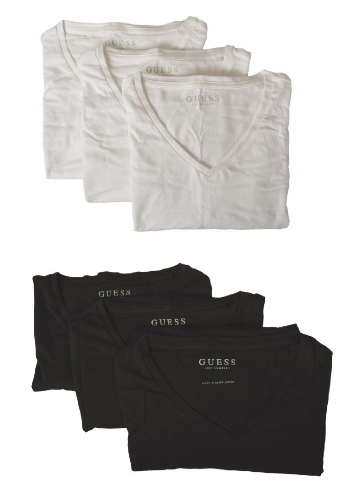 GUESS men’s T-shirt, 3-pack, short sleeve, V-neck, pure cotton with logo, item U