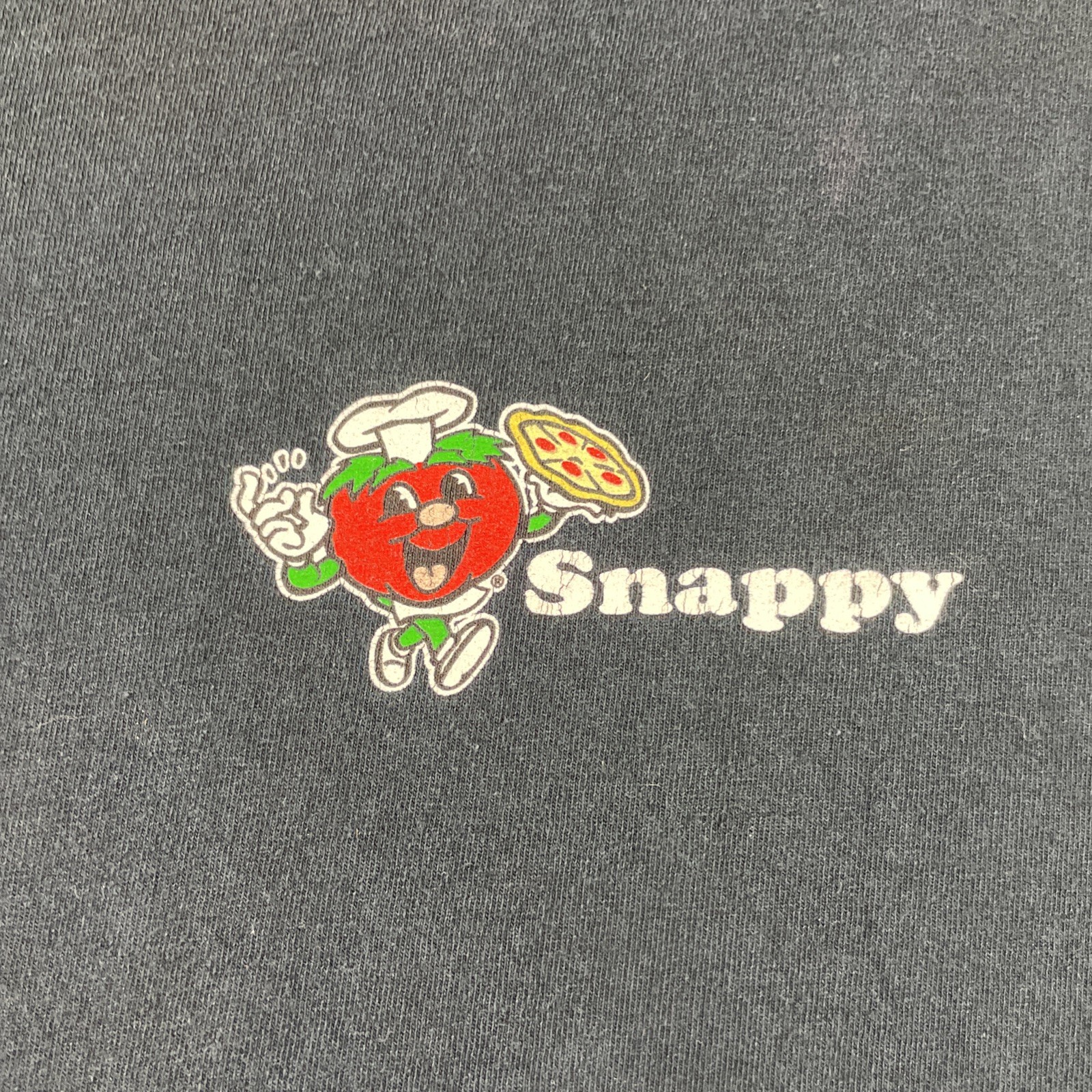 Snappy Tomato Pizza Shirt Adult Large Black Graphic Tee Short Sleeve READ gallery