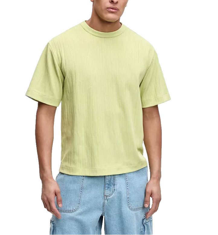 Mode of One Men's Large T-Shirt Short-Sleeve Relaxed-Fit Crinkle Lime Green gallery
