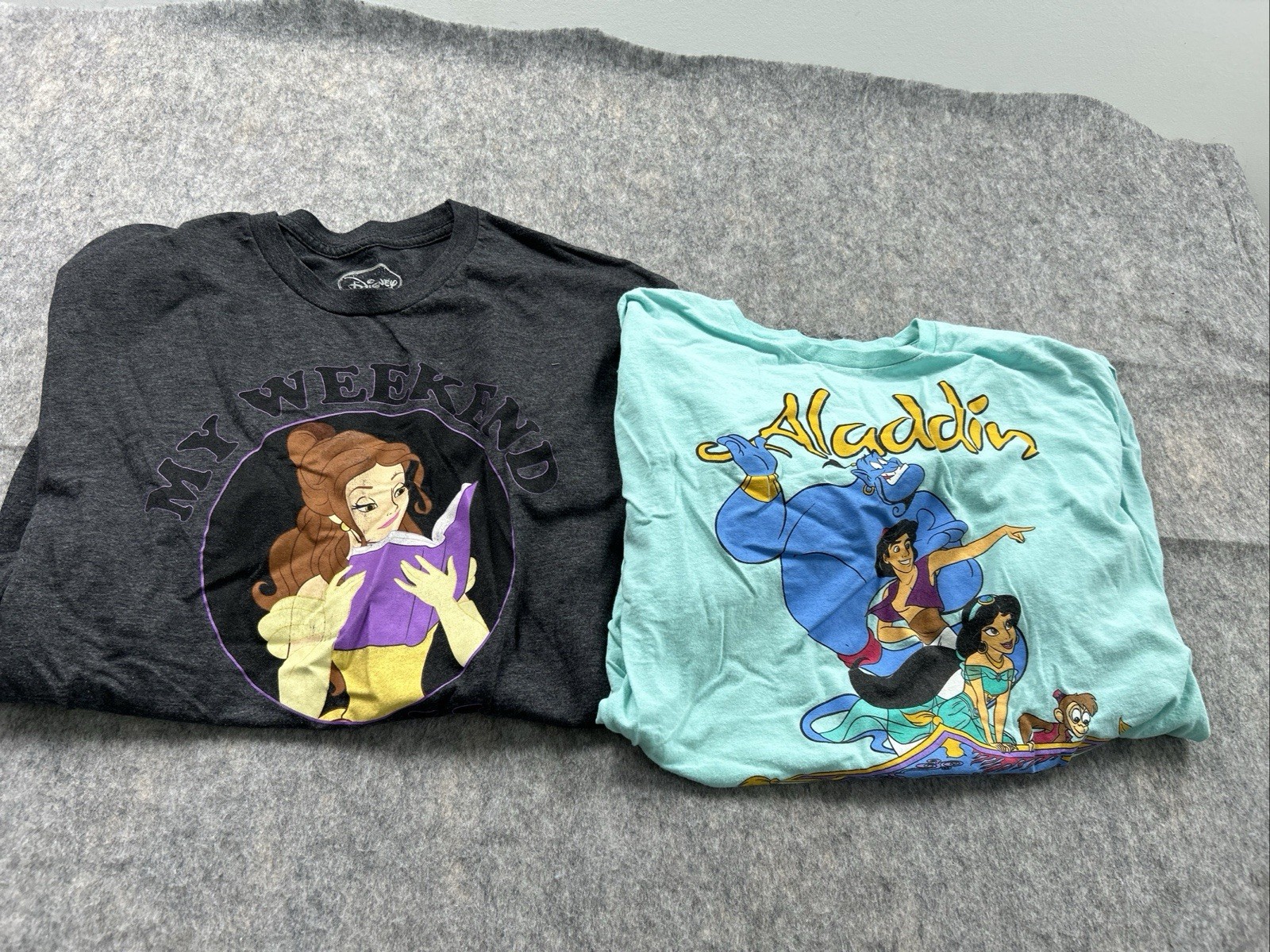 Disney Belle And Aladdin Magic Carpet Genie Teal Green T Shirt Jasmine Abu 2XL gallery
