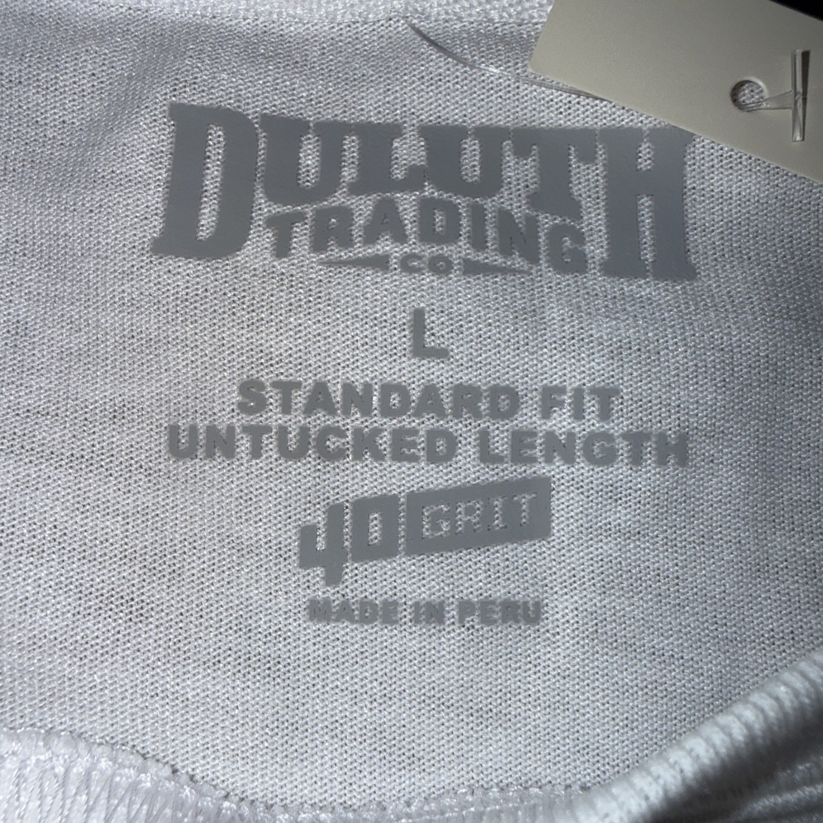 Duluth Trading Co.Men’s 40 Grit L Standard Fit Untucked Length White T-Shirt NWT gallery