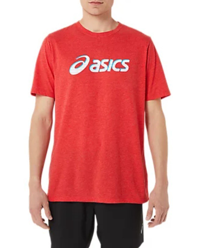 ASICS Athletic Tee Shirt Standout Fourth Red Short Sleeve Logo Men’s Size XL