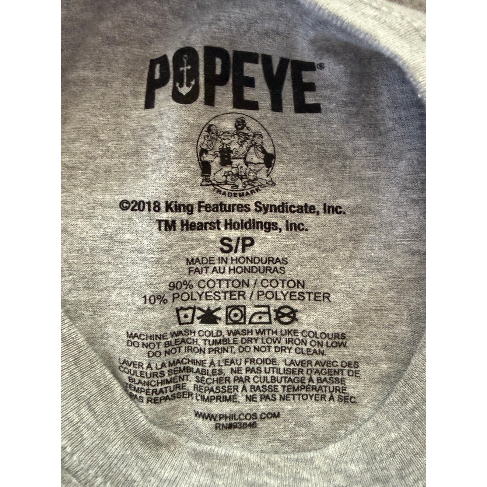 Popeye the Sailor Man Mens Small Heather Gray Graphic T-Shirt I Yam What I Yam gallery