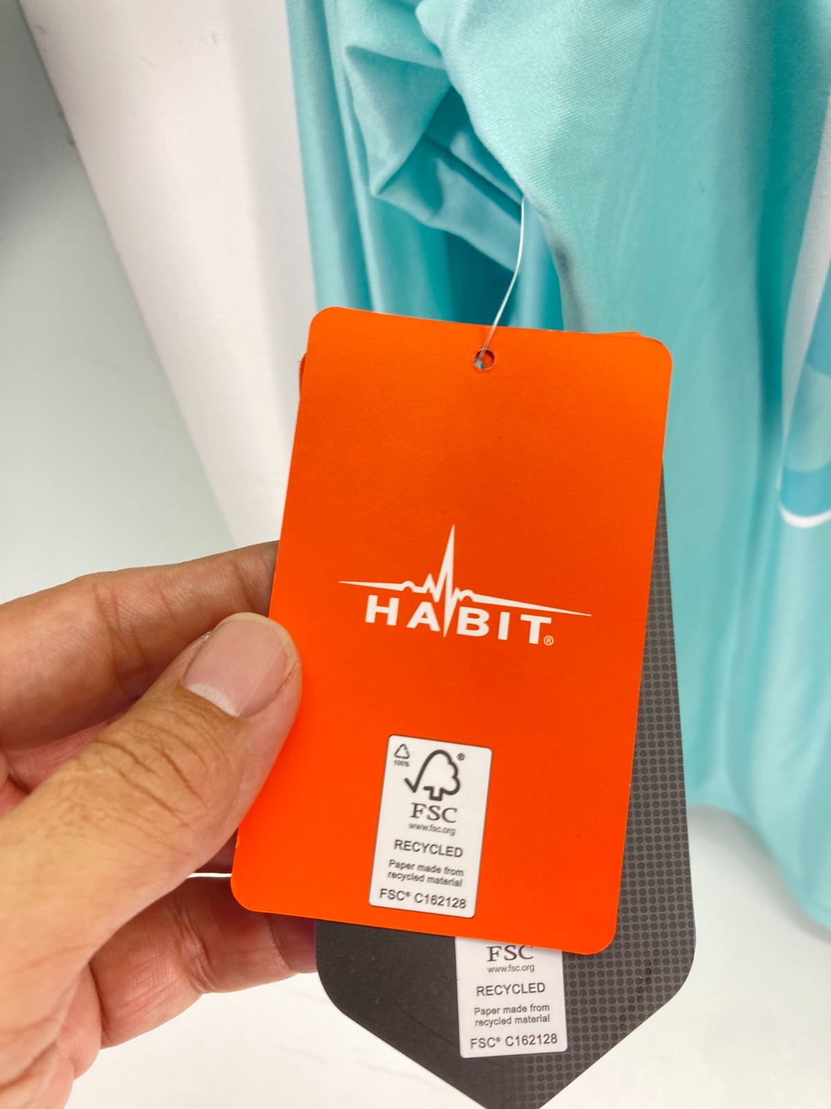 Habit Crooked ELM Graphic T-Shirt Mens M Aqua Blue Long Sleeve Solar Factor NWT gallery