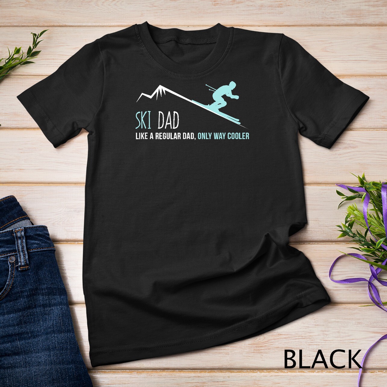 Ski Dad Funny Cute Winter Skiing Gift T-Shirt Unisex T-shirt gallery