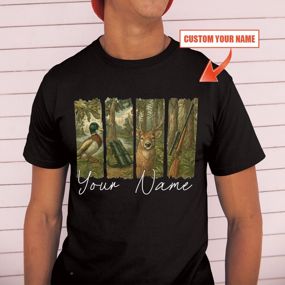 Custom Name Vintage Hunting Season Unisex T-shirt | Father's Day Hunting Gifts gallery