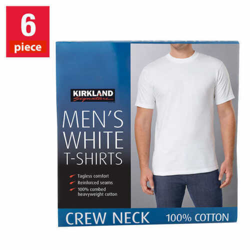 6 Piece Men’s Man Crew Neck White Tee T Shirt Crewneck Half Sleeve Round